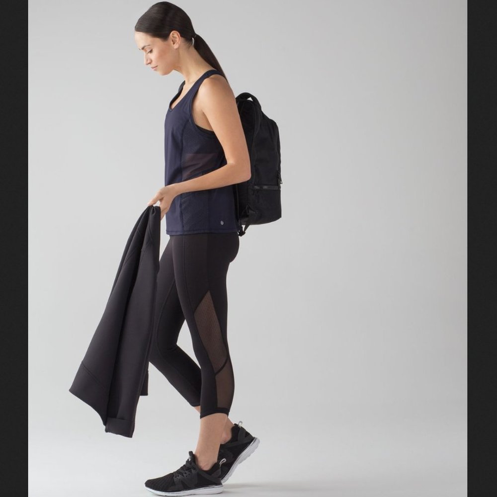 Lululemon Body Con Cropped Leggings Sheer Polka Dot Side Panels